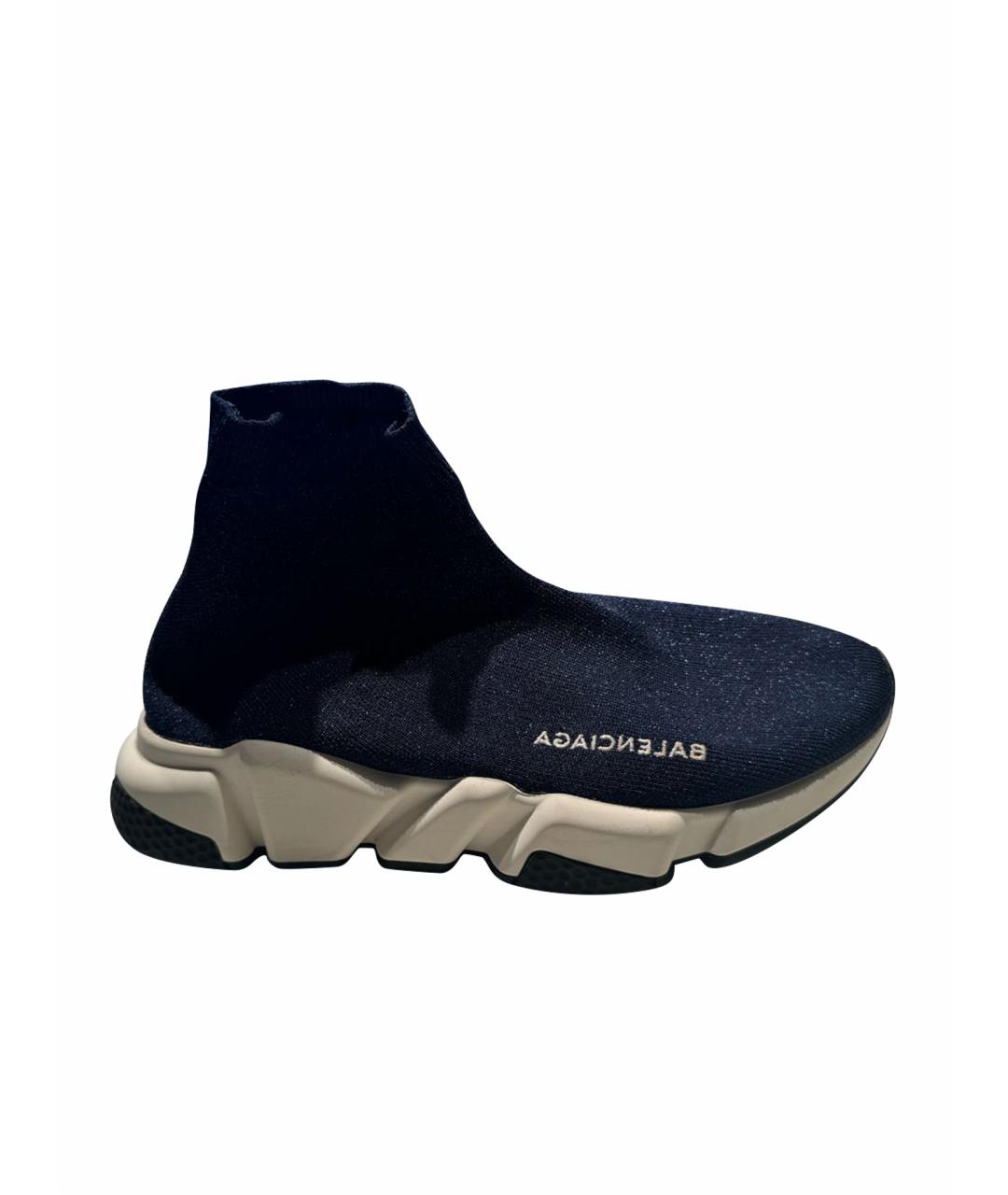 BALENCIAGA Темно-синие текстильные кеды, фото 1
