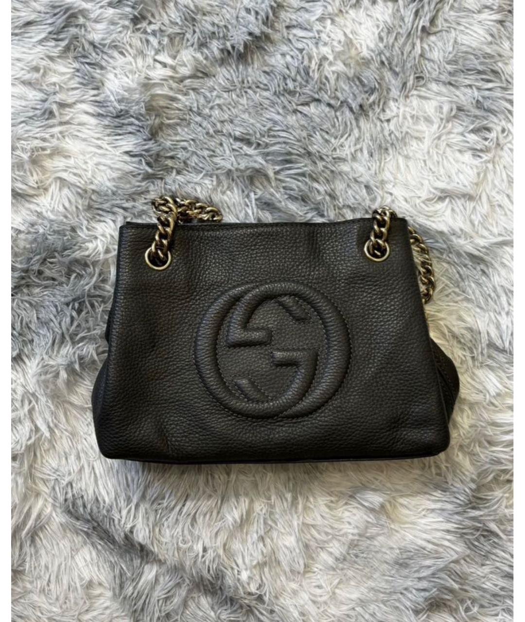 GUCCI Черная кожаная сумка с короткими ручками, фото 5