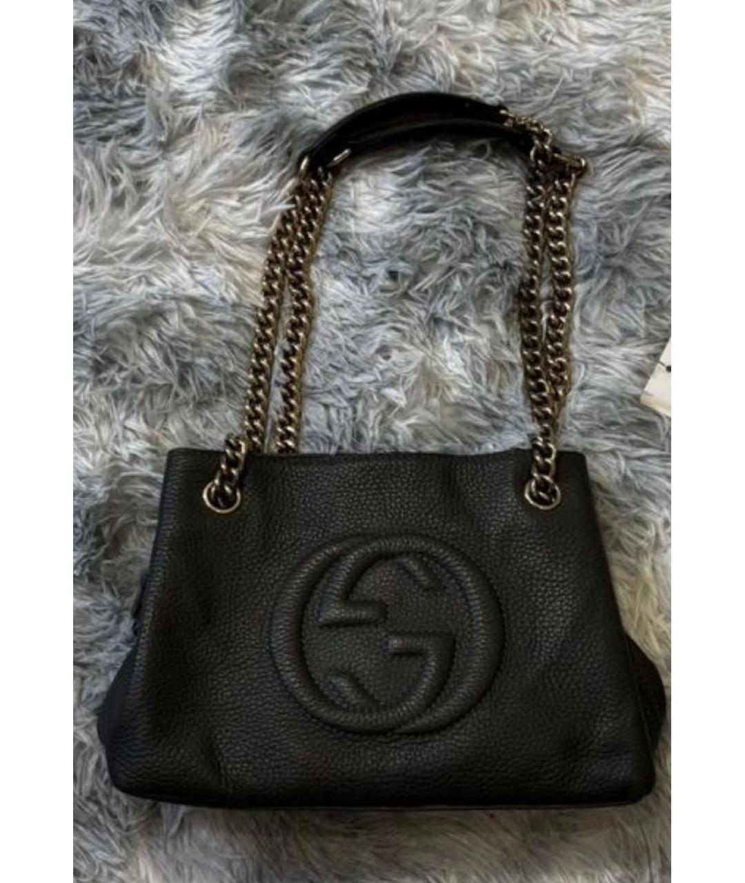 GUCCI Черная кожаная сумка с короткими ручками, фото 3