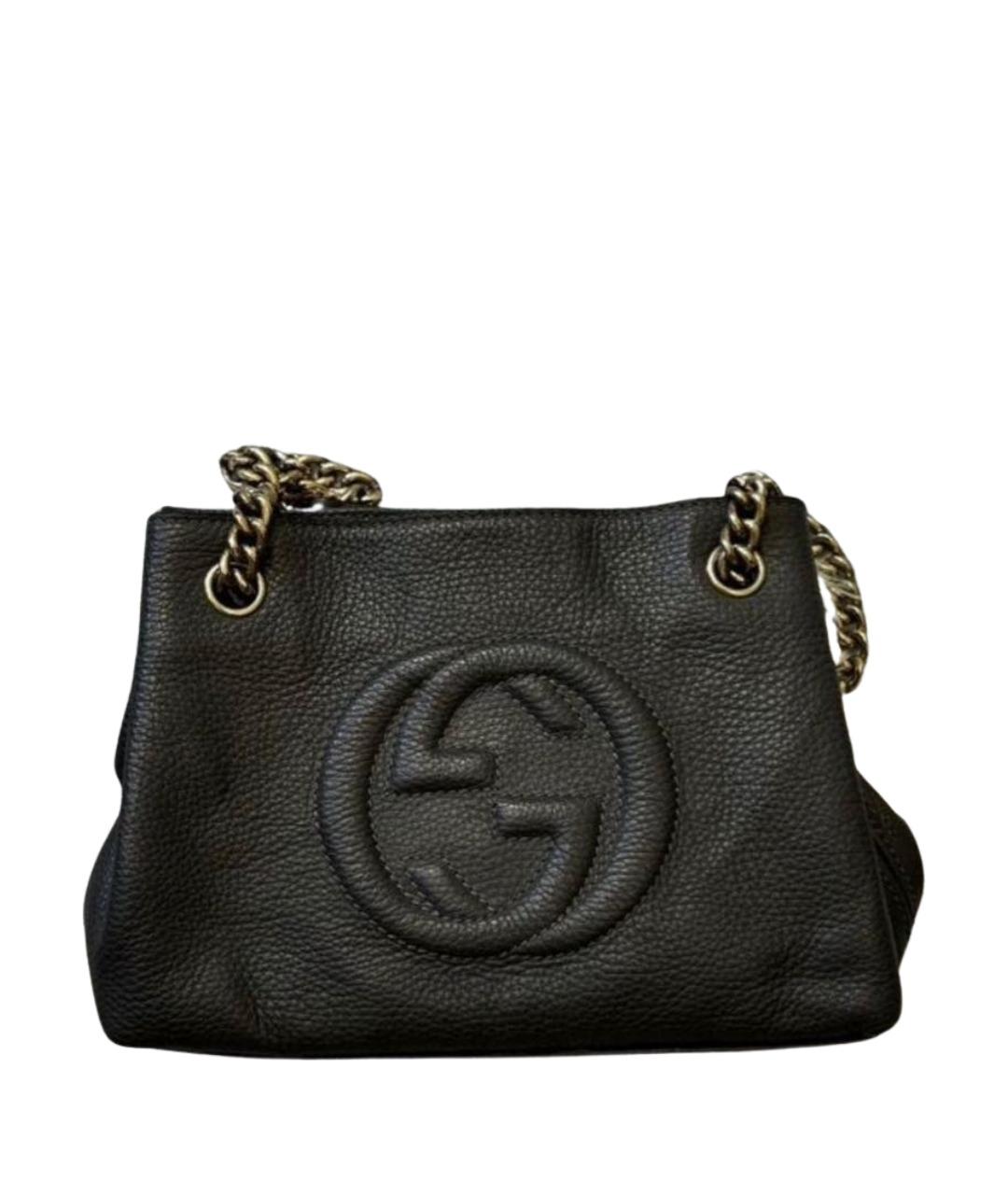GUCCI Черная кожаная сумка с короткими ручками, фото 1