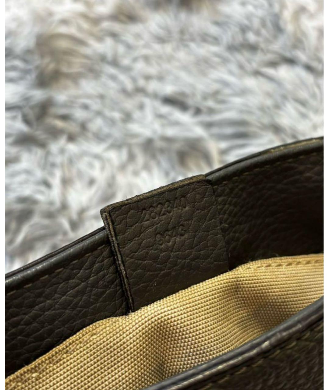 GUCCI Черная кожаная сумка с короткими ручками, фото 4