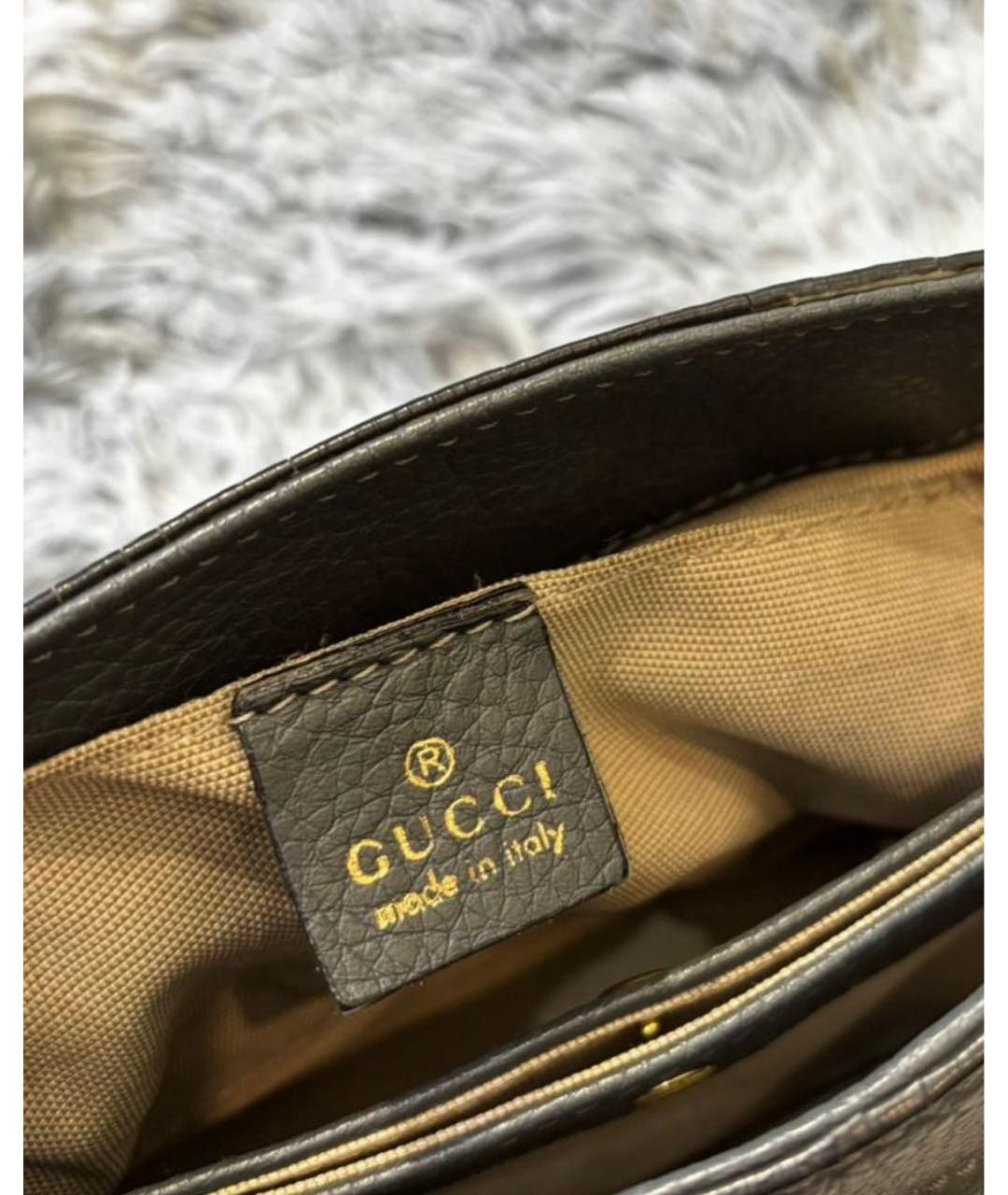 GUCCI Черная кожаная сумка с короткими ручками, фото 2