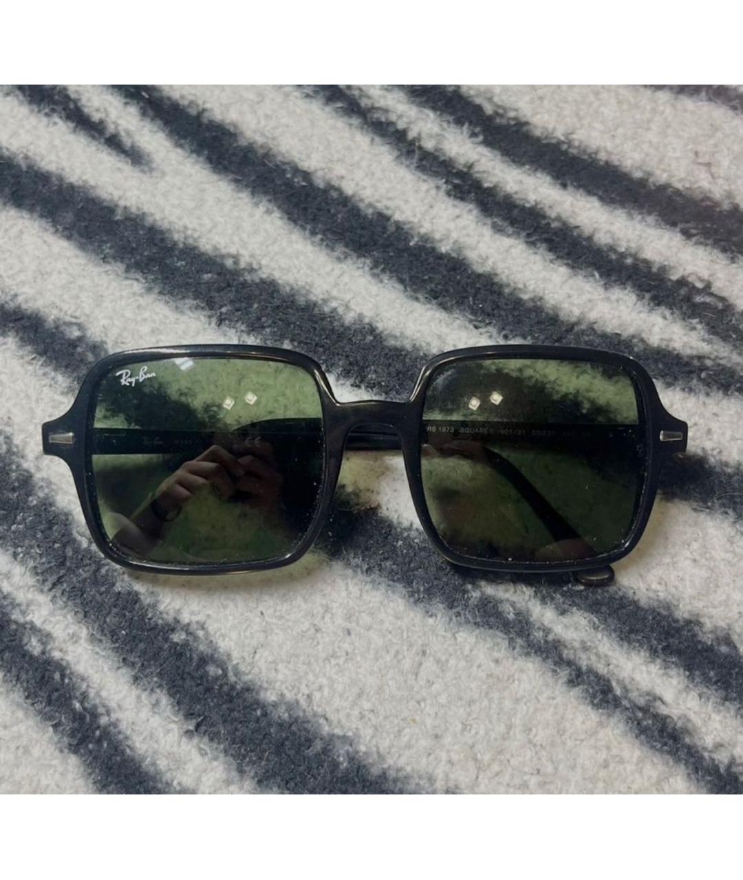 RAY BAN Черные пластиковые солнцезащитные очки, фото 7