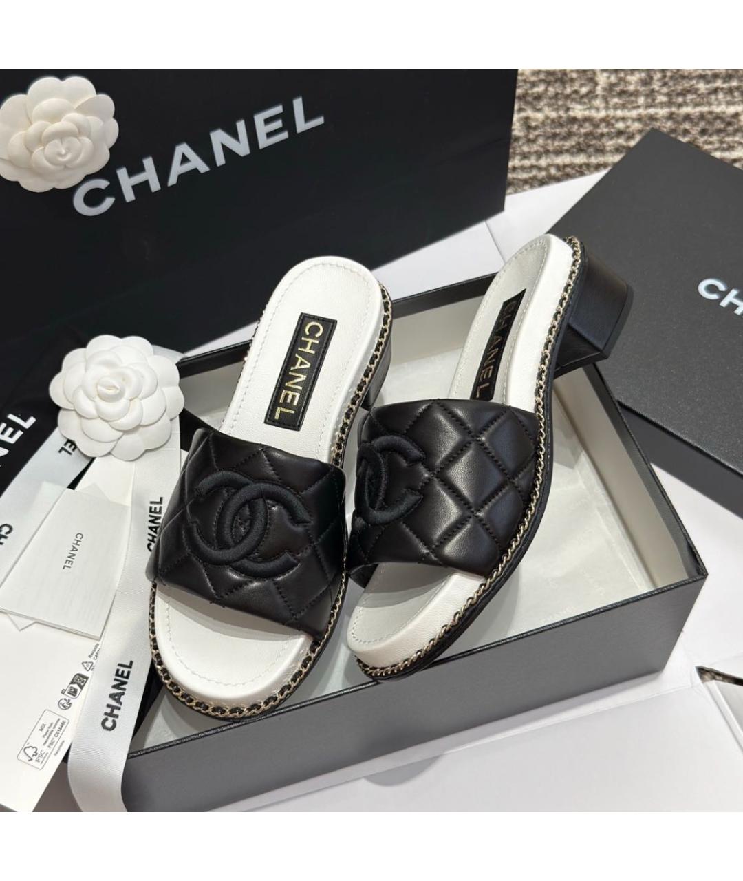 CHANEL Черные кожаные сабо, фото 5