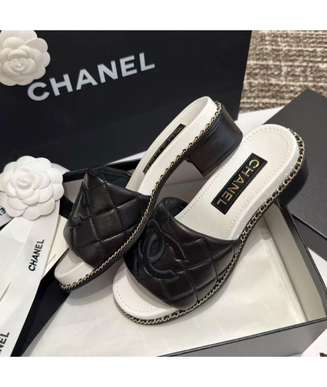 CHANEL Черные кожаные сабо, фото 7