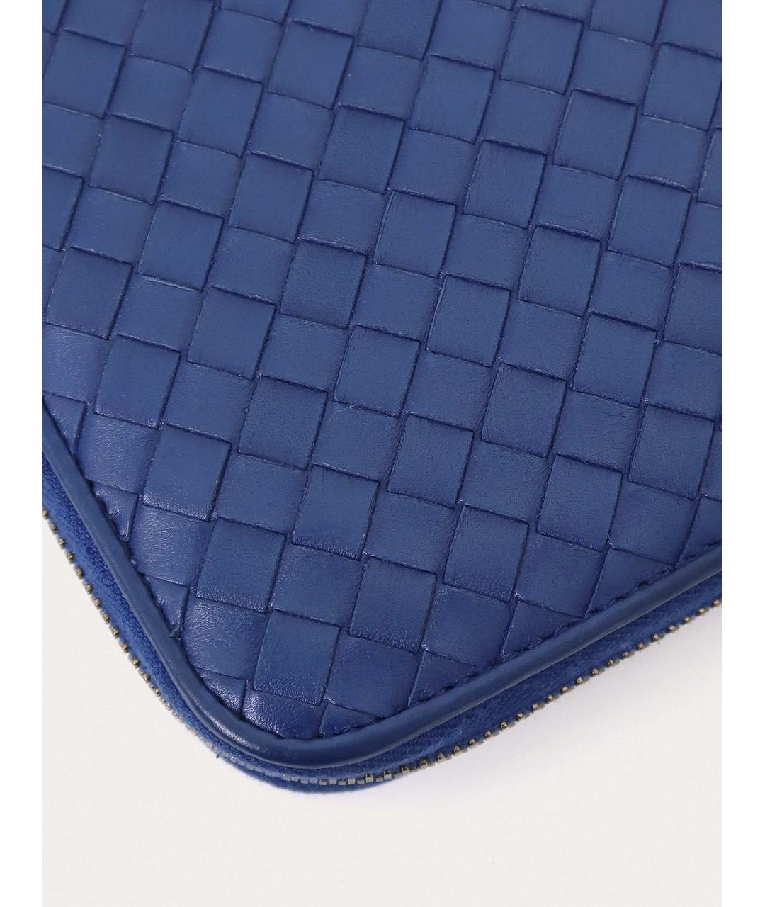 BOTTEGA VENETA Синий кожаный кошелек, фото 5