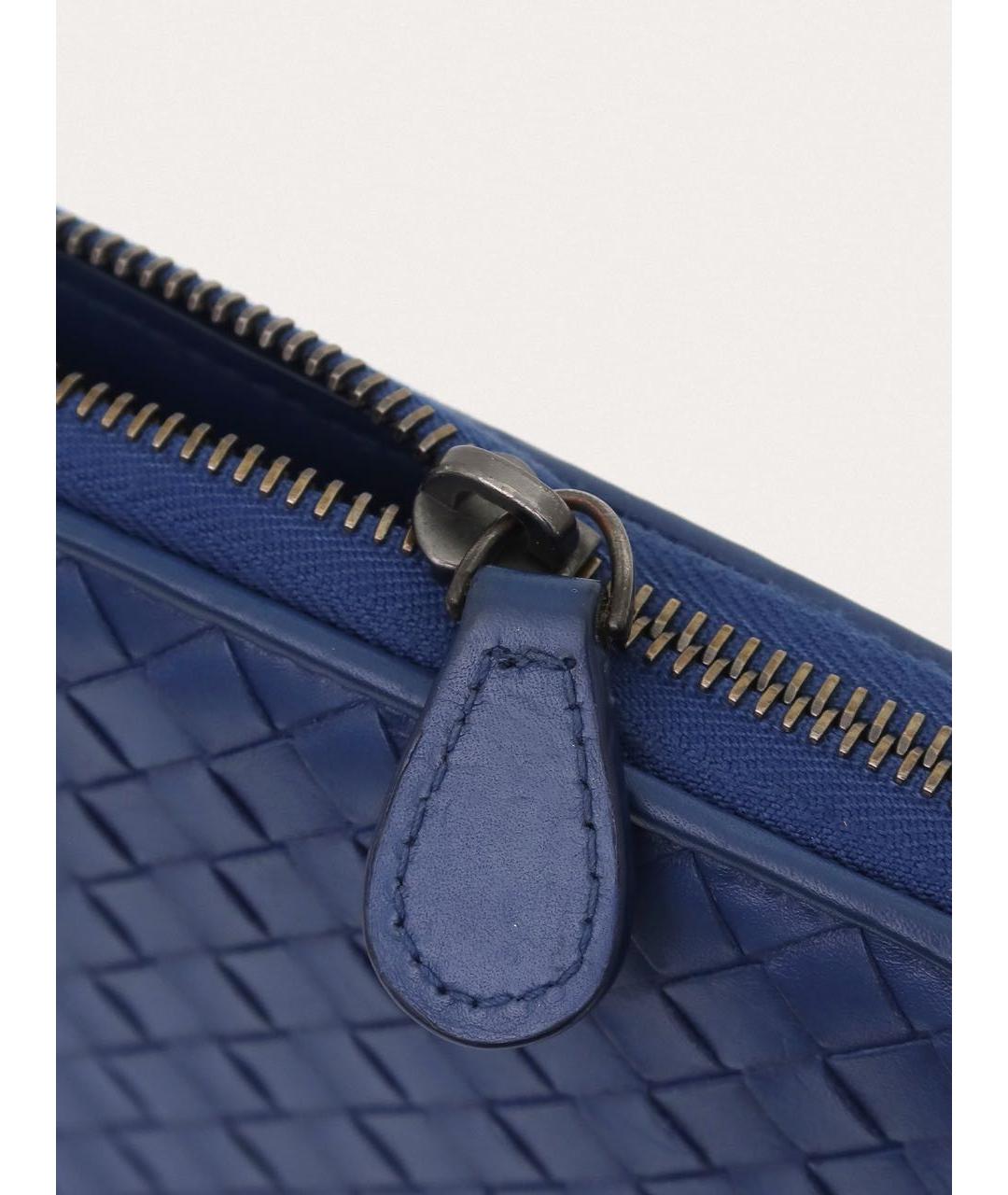 BOTTEGA VENETA Синий кожаный кошелек, фото 6
