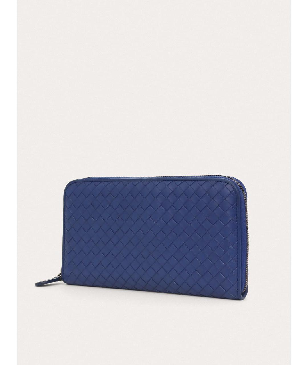 BOTTEGA VENETA Синий кожаный кошелек, фото 2