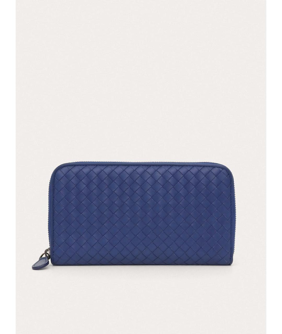 BOTTEGA VENETA Синий кожаный кошелек, фото 9