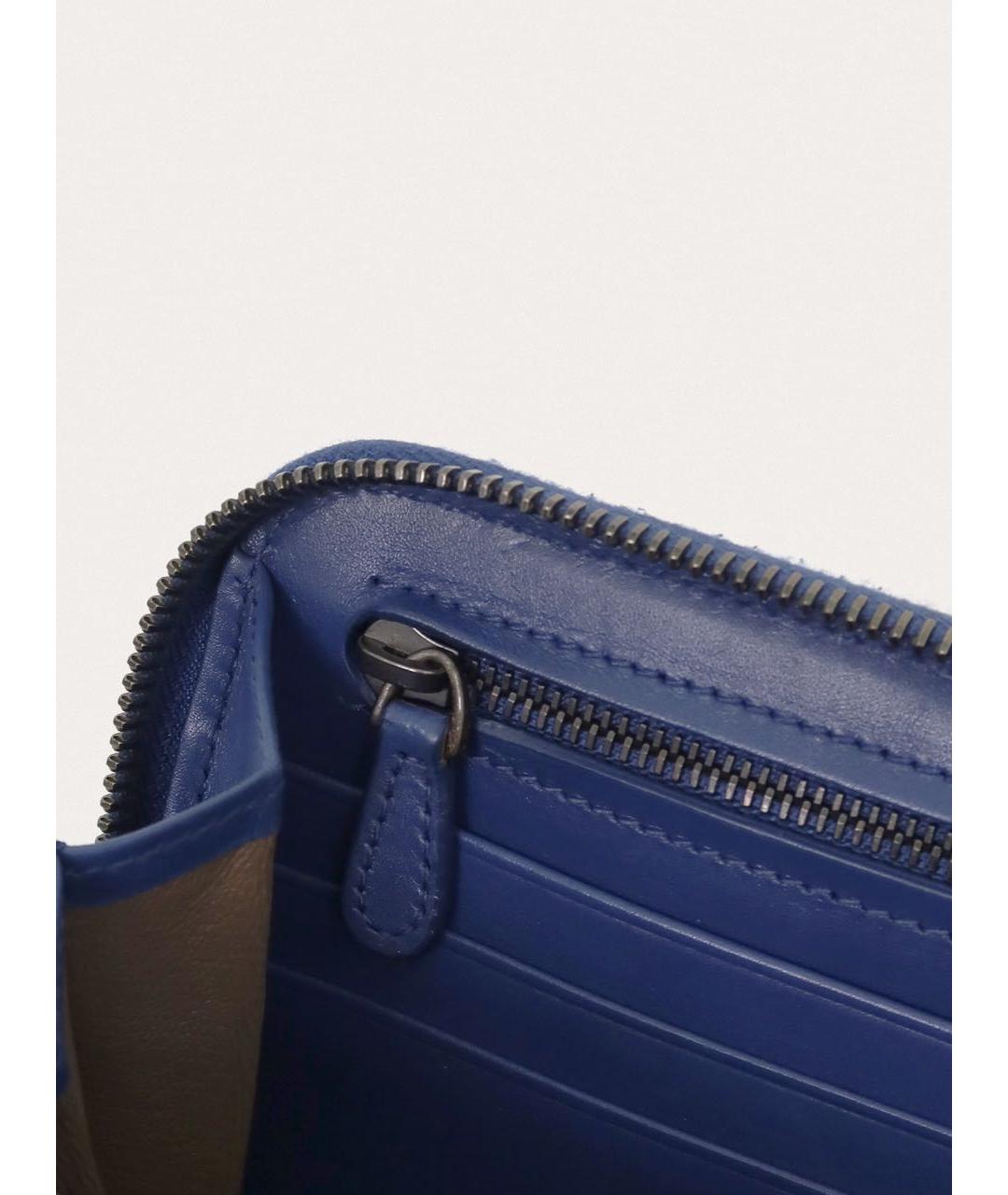 BOTTEGA VENETA Синий кожаный кошелек, фото 7