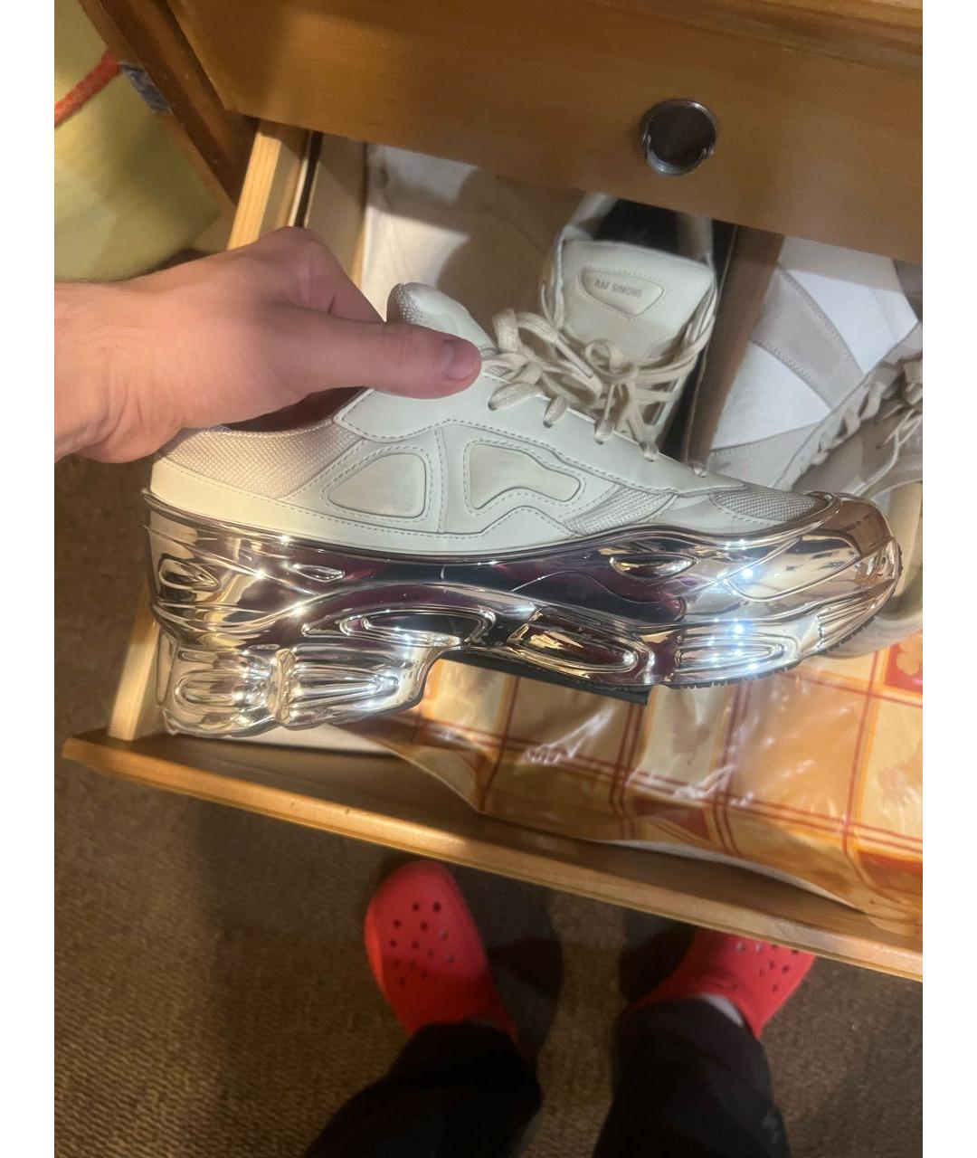 ADIDAS X RAF SIMONS Белые кожаные низкие кроссовки / кеды, фото 4