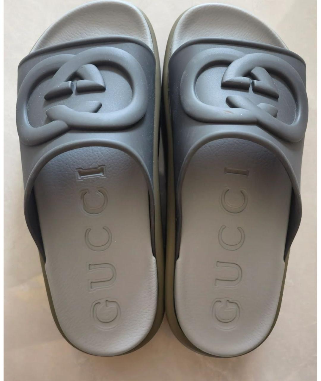 GUCCI Хаки резиновые шлепанцы, фото 3