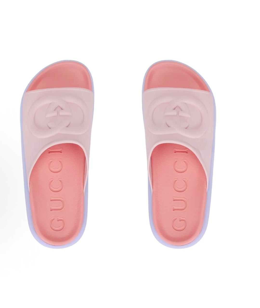 GUCCI Розовые резиновые шлепанцы, фото 2