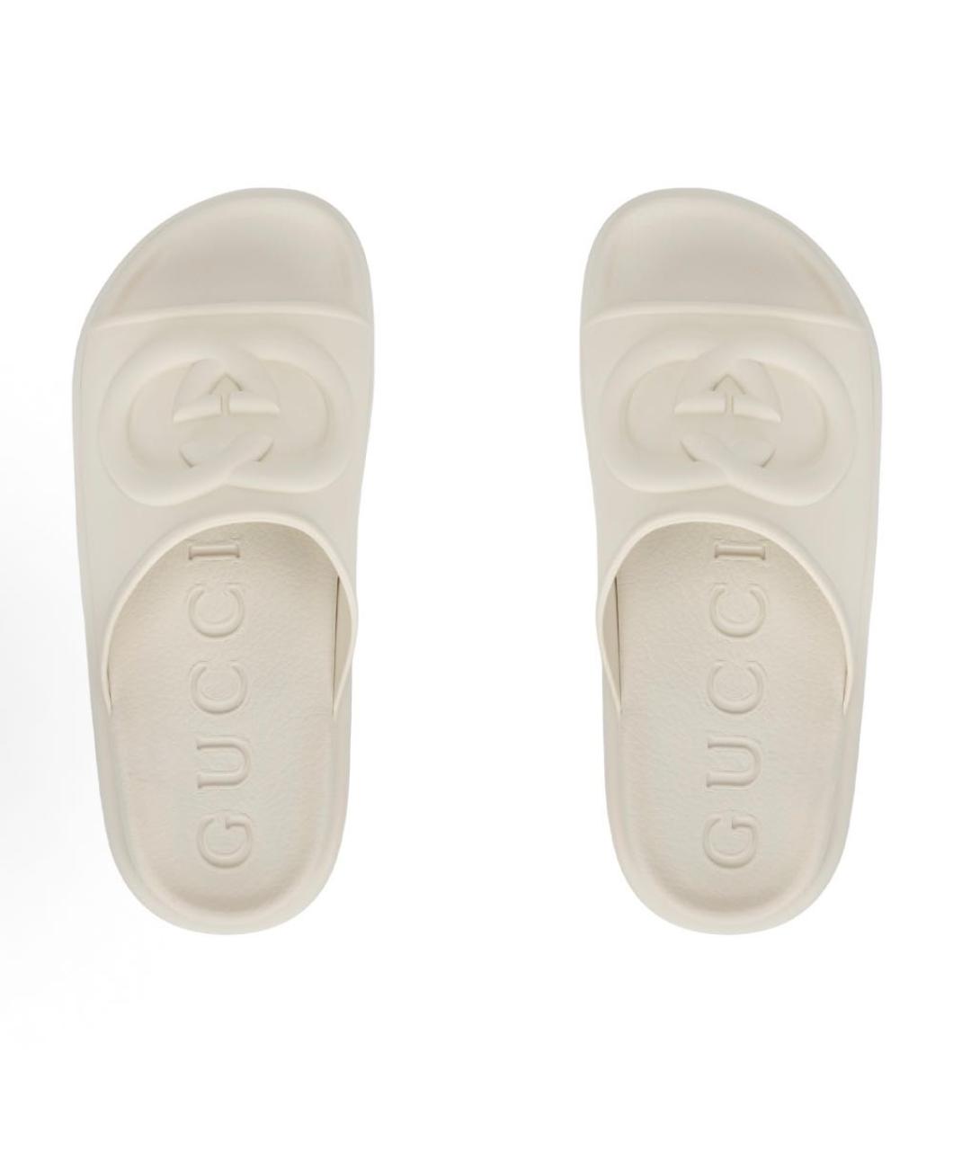 GUCCI Белые резиновые шлепанцы, фото 3