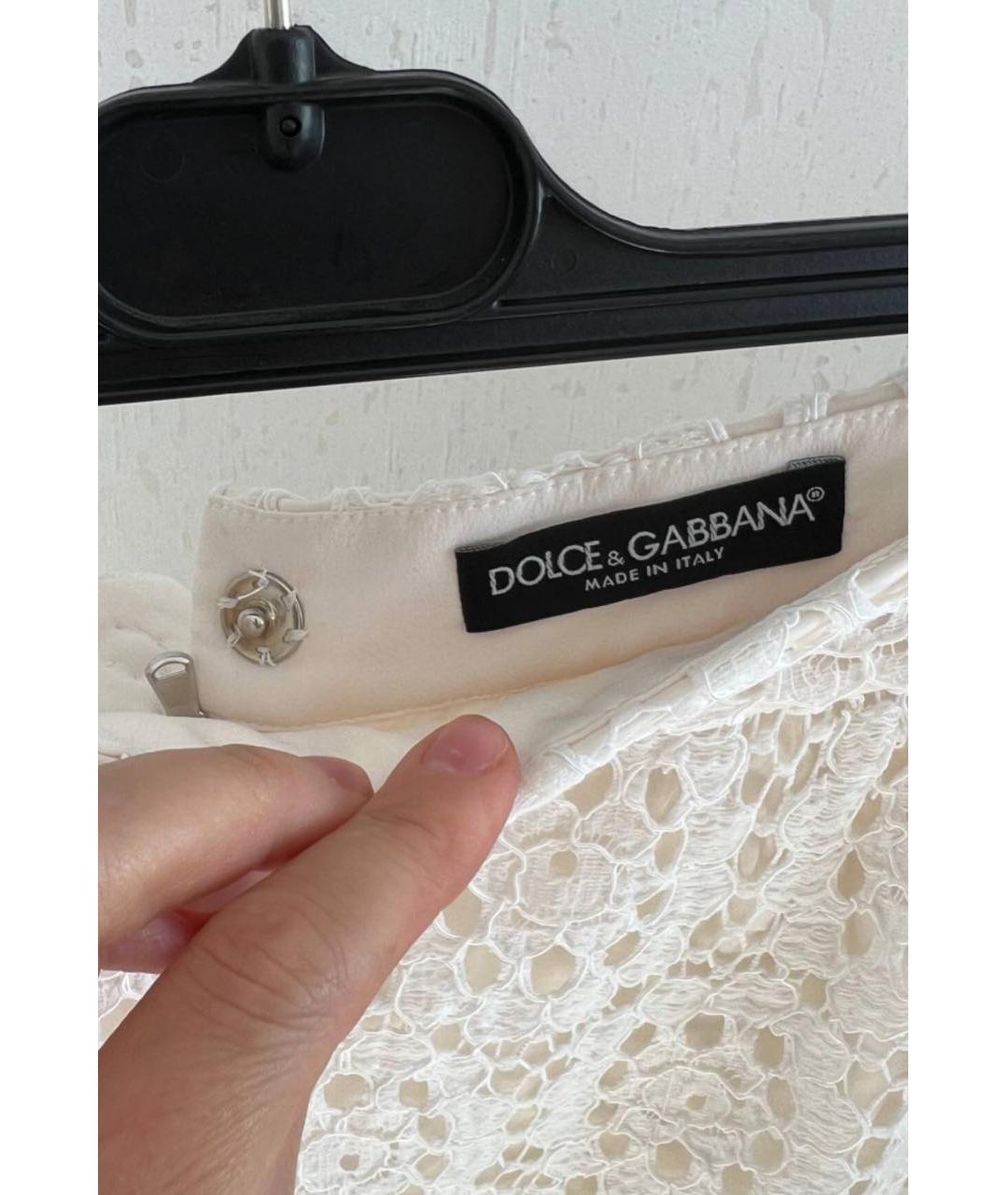 DOLCE&GABBANA Белая вискозная юбка миди, фото 4