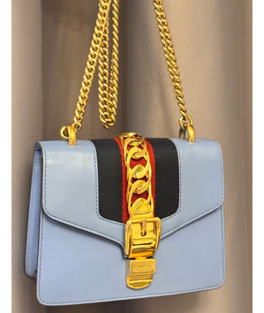 GUCCI Голубая кожаная сумка через плечо, фото 2