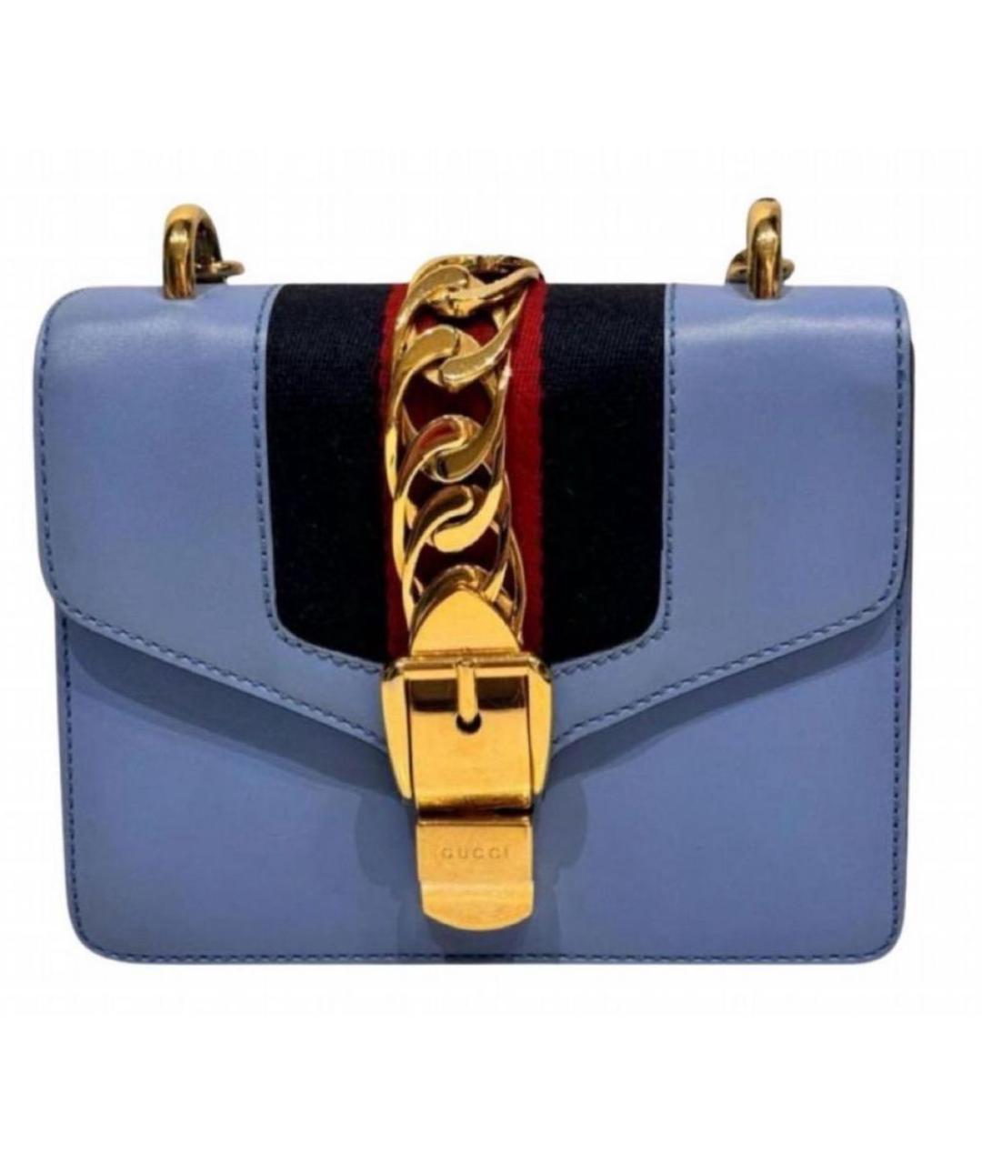 GUCCI Голубая кожаная сумка через плечо, фото 7