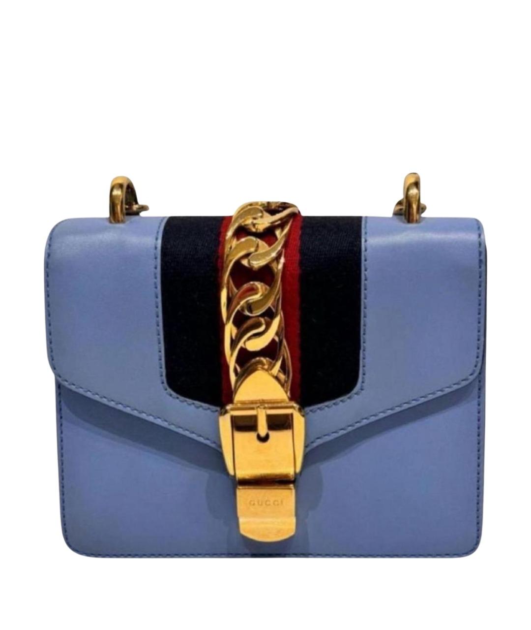 GUCCI Голубая кожаная сумка через плечо, фото 1