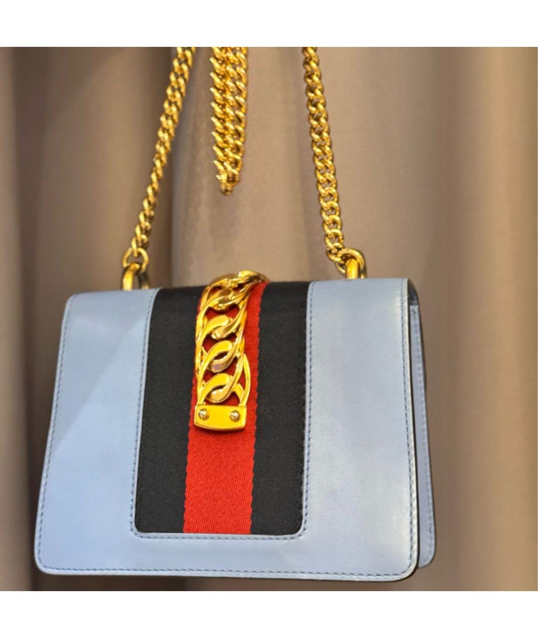 GUCCI Голубая кожаная сумка через плечо, фото 3