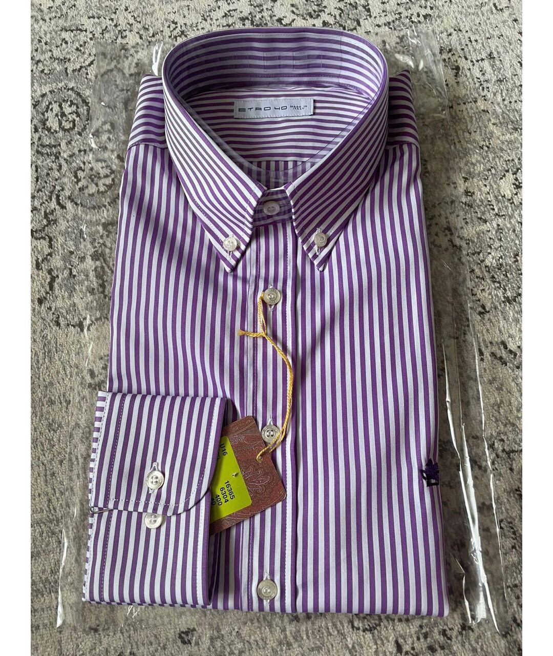 ETRO Фиолетовая хлопковая классическая рубашка, фото 6