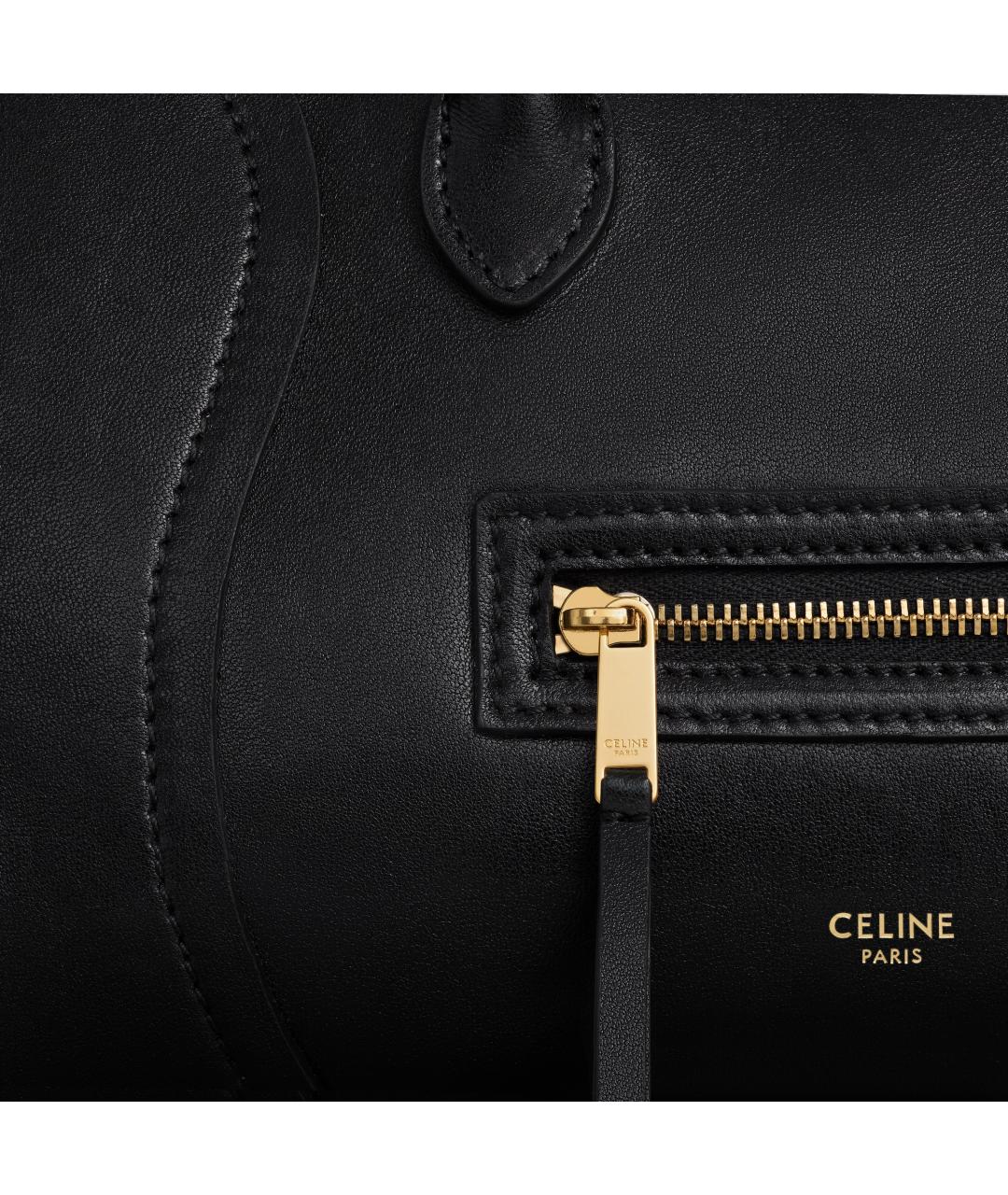 CELINE Черная кожаная сумка тоут, фото 4