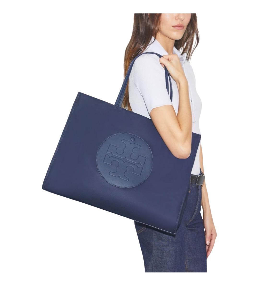 TORY BURCH Синяя синтетическая сумка тоут, фото 1