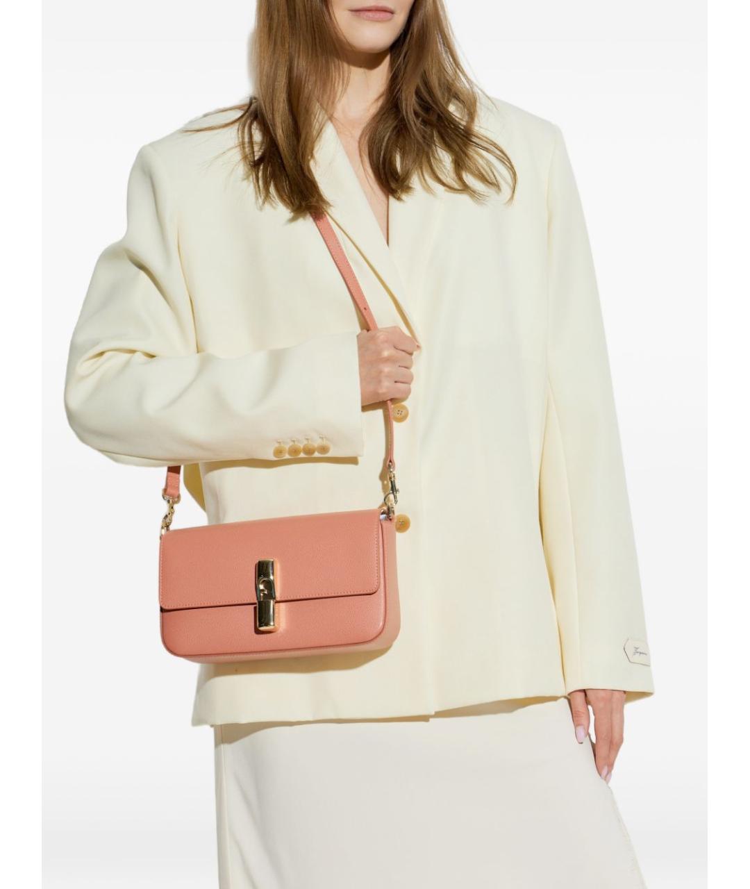 FURLA Коралловая кожаная сумка через плечо, фото 4