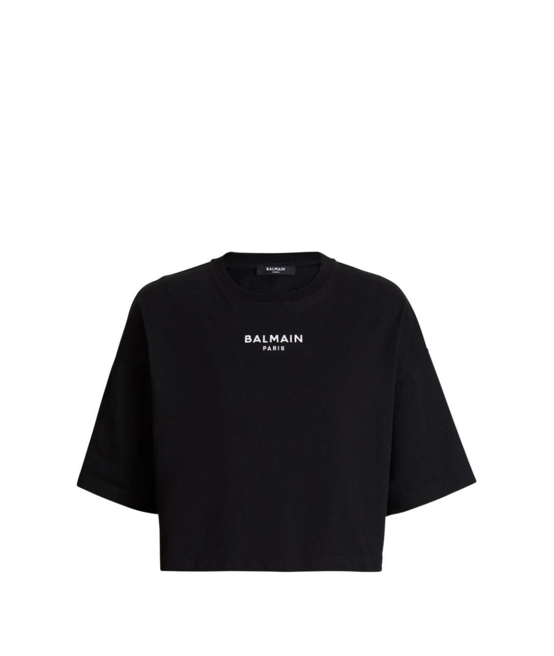 BALMAIN Черная хлопковая футболка, фото 1