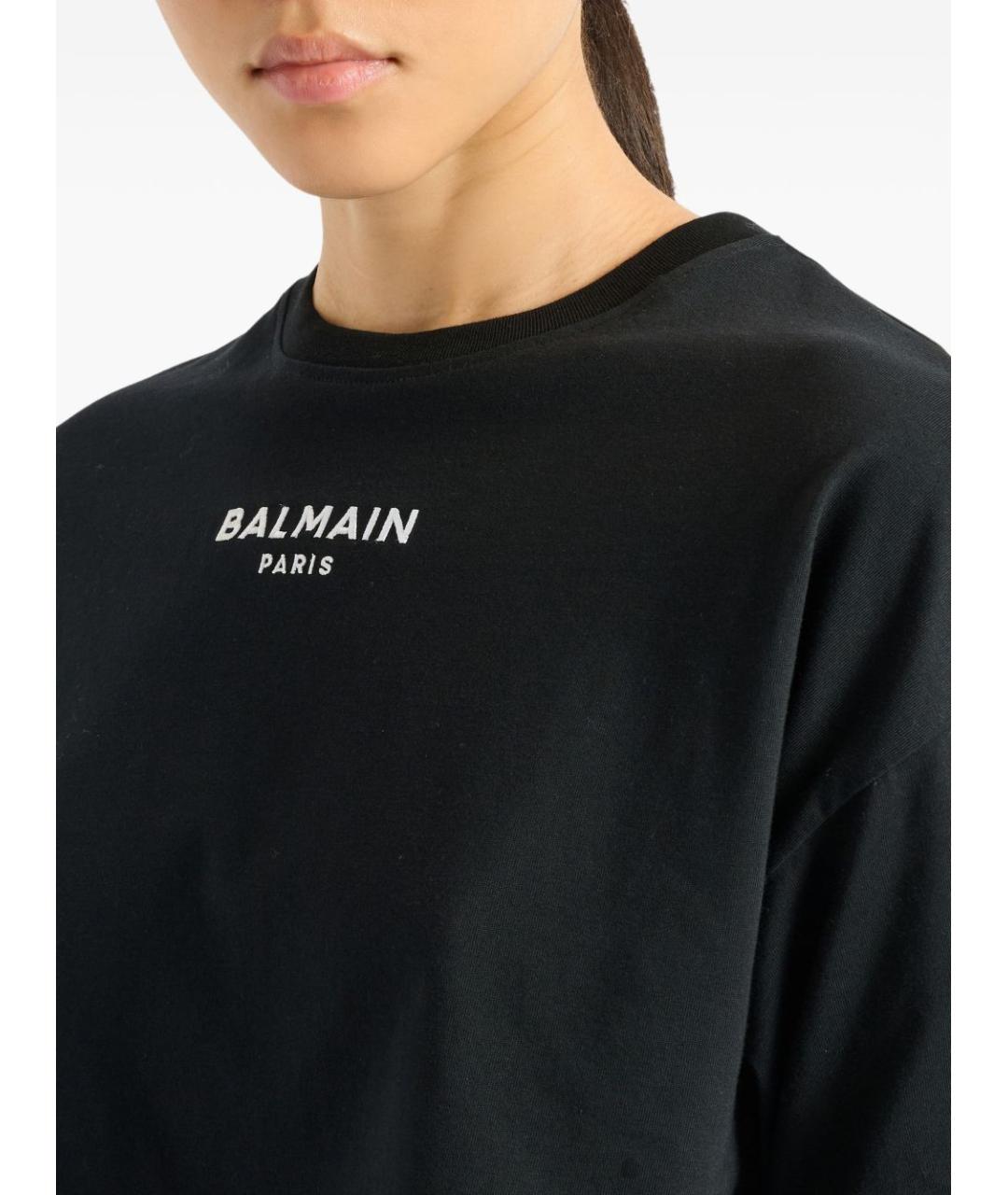 BALMAIN Черная хлопковая футболка, фото 4