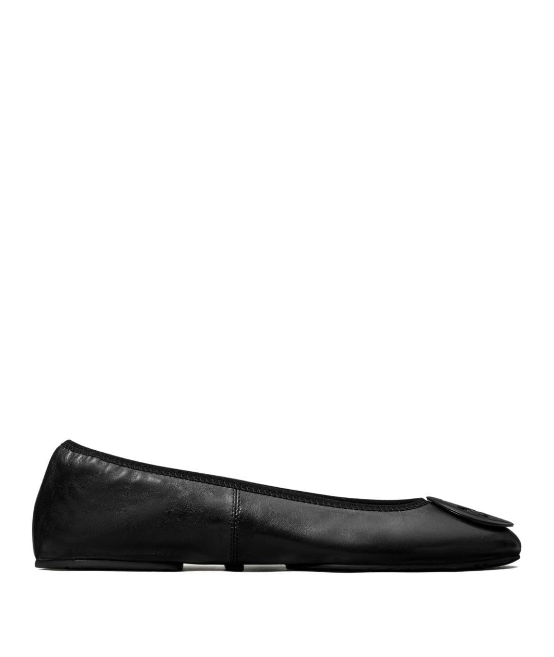 TORY BURCH Черные кожаные балетки, фото 1