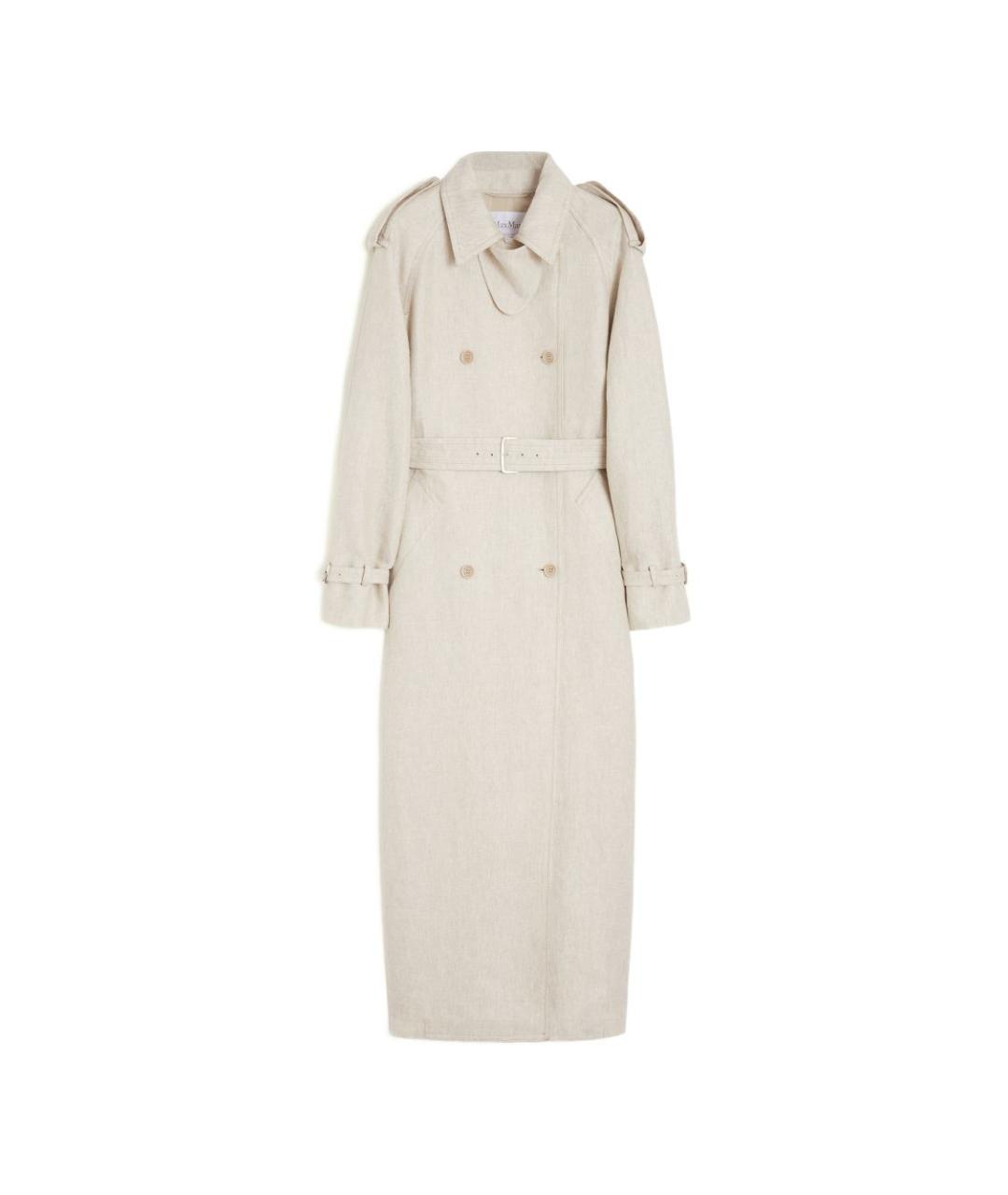 MAX MARA Бежевое льняное пальто, фото 1