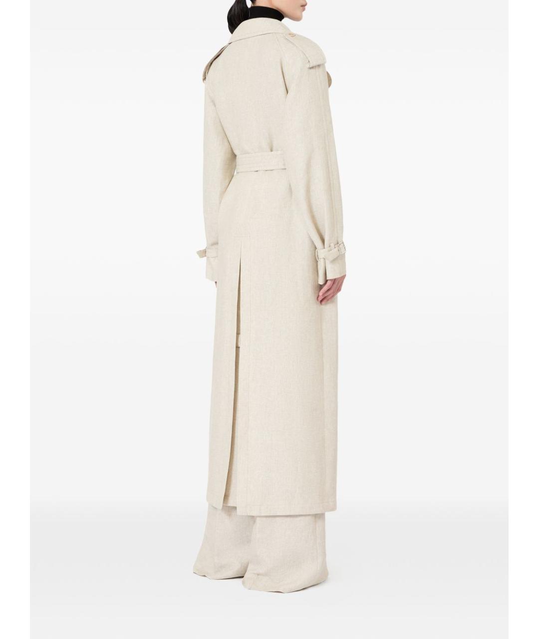 MAX MARA Бежевое льняное пальто, фото 3