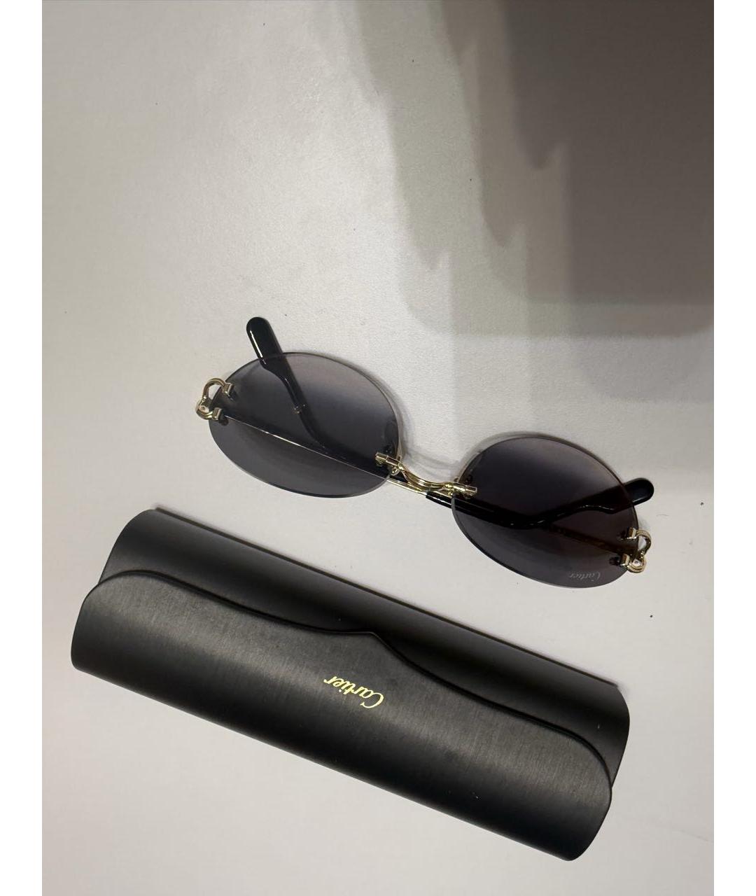 CARTIER Антрацитовые металлические солнцезащитные очки, фото 2