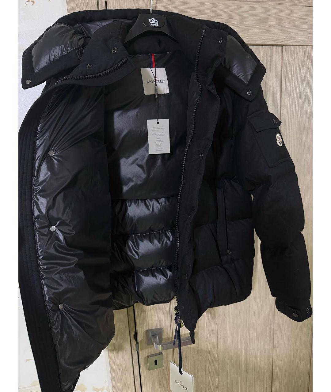 MONCLER Черный шерстяной пуховик, фото 4