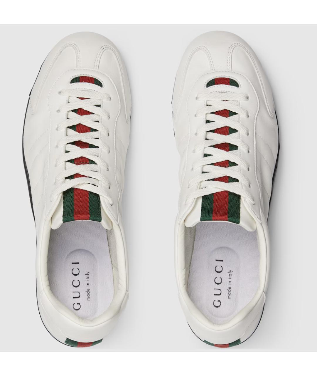 GUCCI Белые кожаные низкие кроссовки / кеды, фото 5