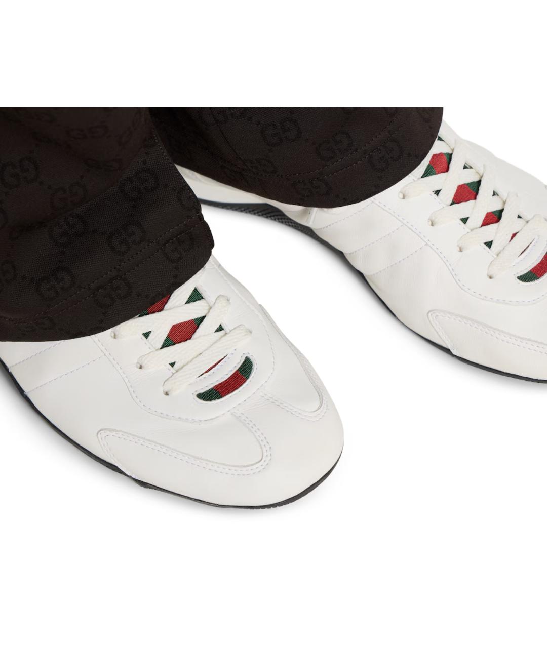 GUCCI Белые кожаные низкие кроссовки / кеды, фото 3