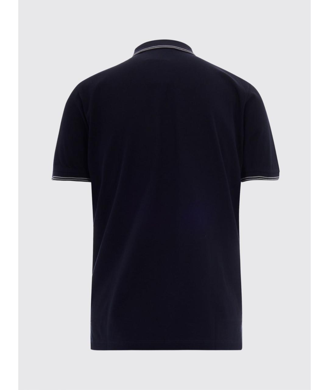 EMPORIO ARMANI Синее хлопковое поло с коротким рукавом, фото 3