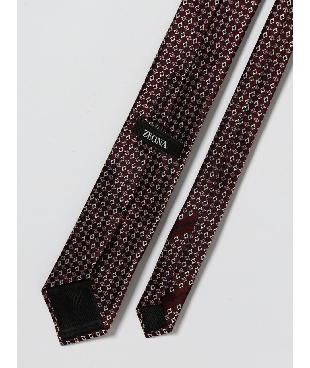 ZEGNA Бордовый шелковый галстук, фото 2