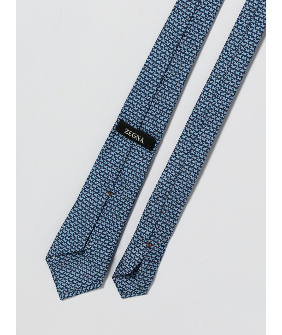 ZEGNA Голубой шелковый галстук, фото 2