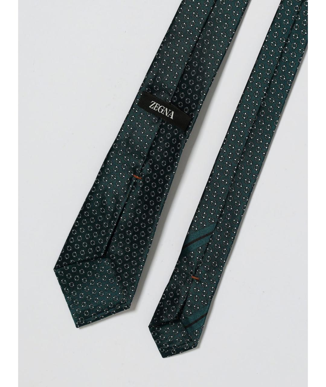 ZEGNA Зеленый шелковый галстук, фото 2