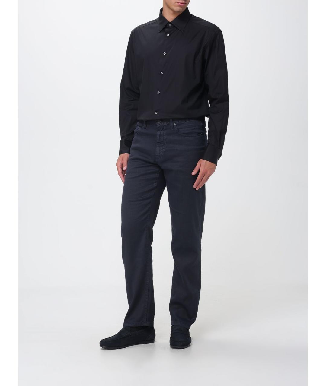 ZEGNA Черная хлопковая кэжуал рубашка, фото 2