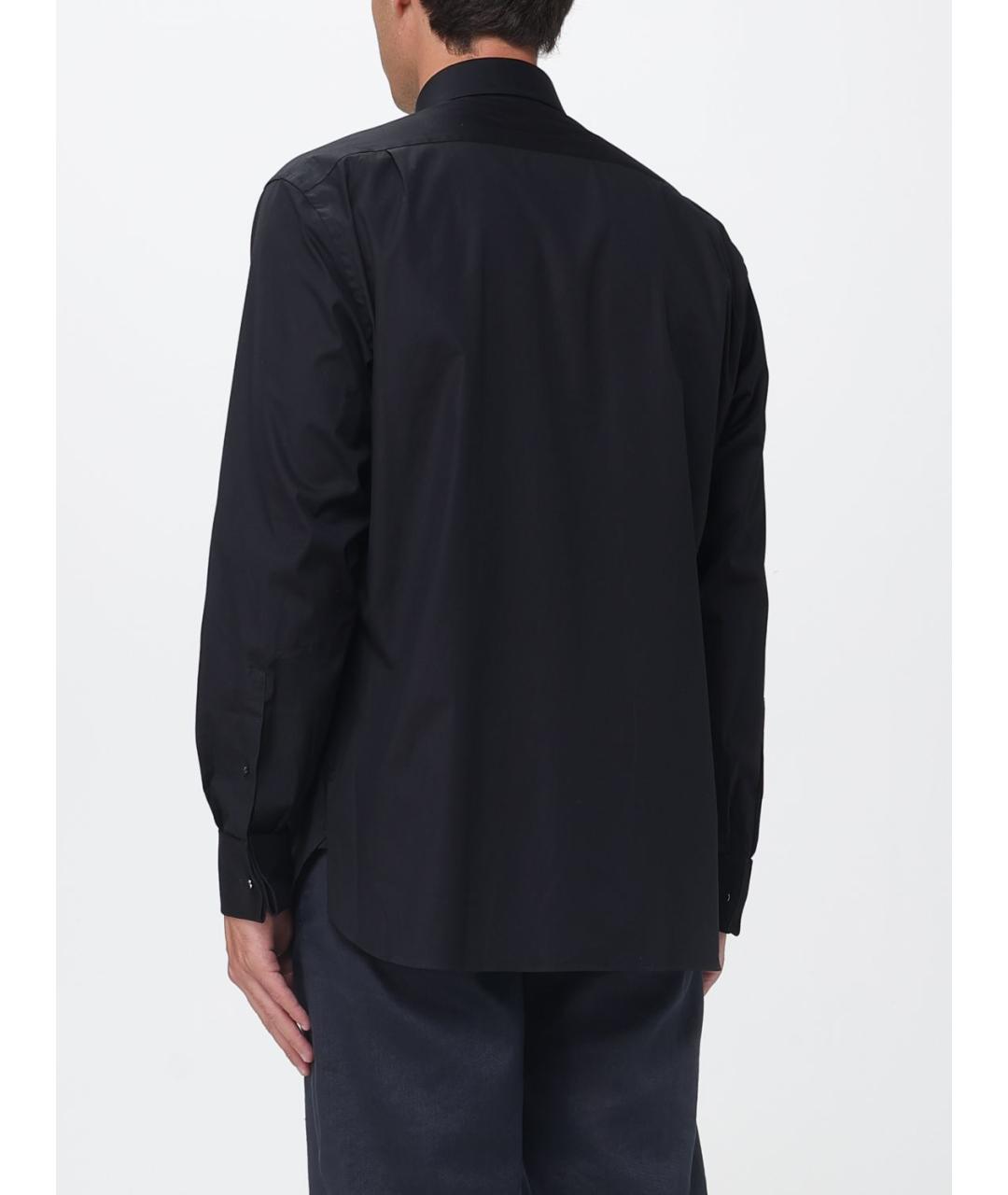 ZEGNA Черная хлопковая кэжуал рубашка, фото 3