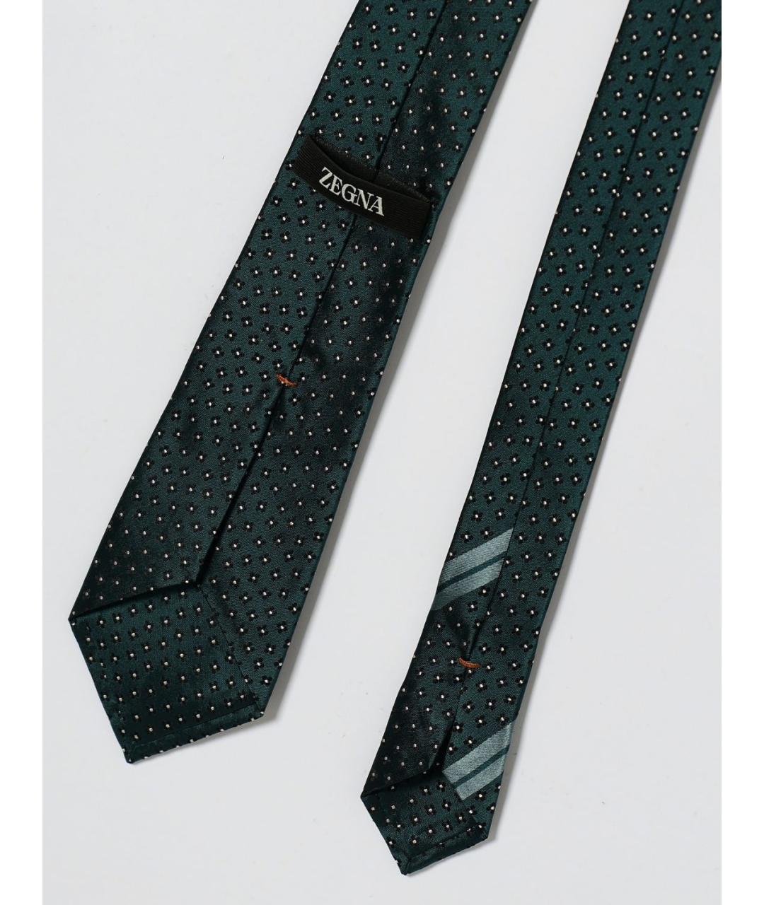 ZEGNA Зеленый шелковый галстук, фото 2
