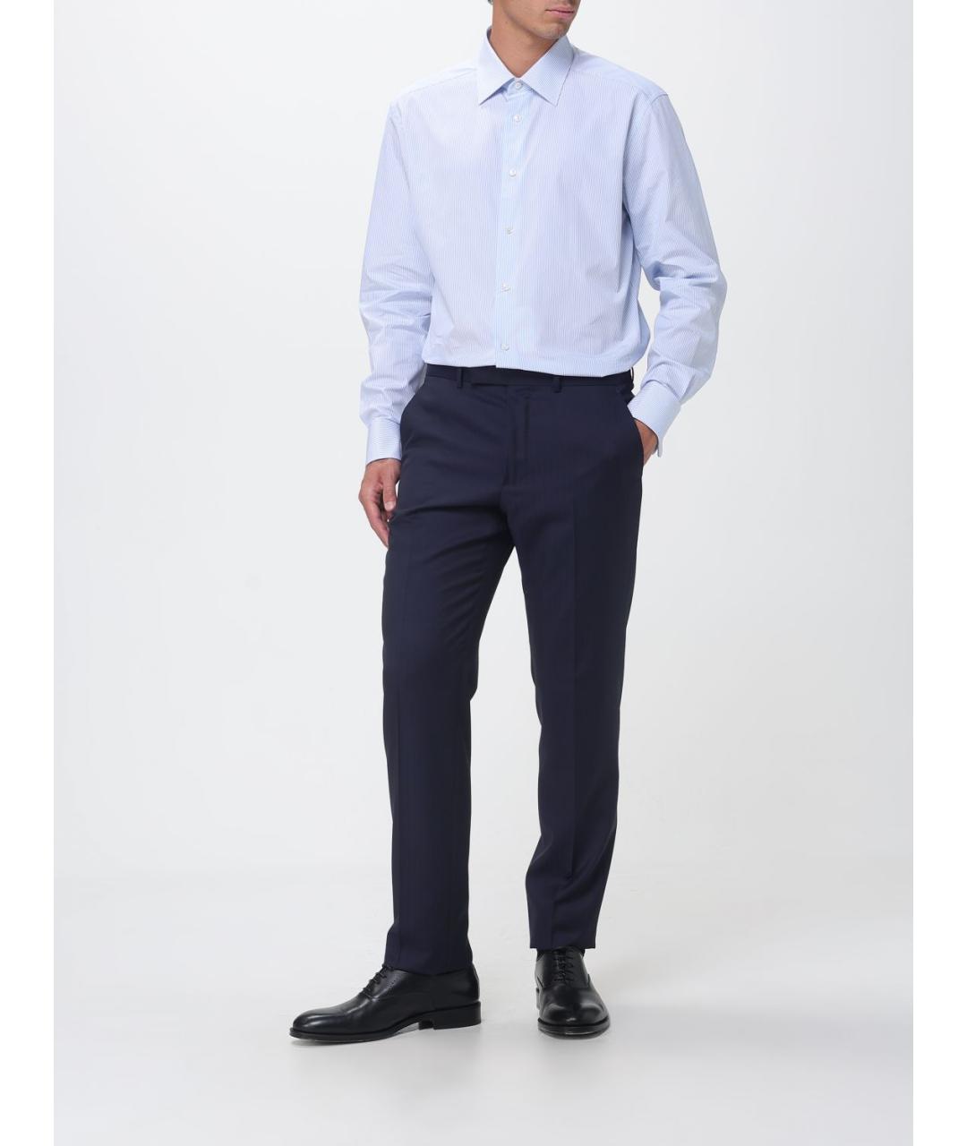 ZEGNA Голубая хлопковая кэжуал рубашка, фото 2