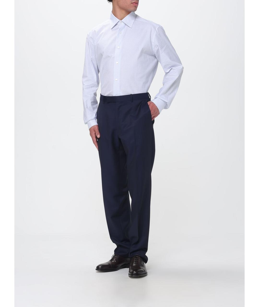 ZEGNA Голубая хлопковая кэжуал рубашка, фото 2
