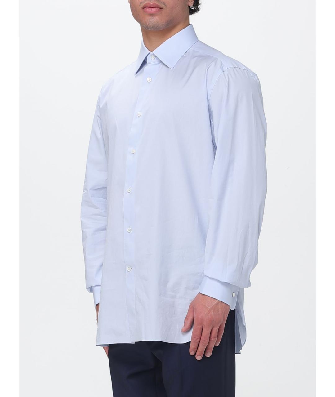 ZEGNA Голубая хлопковая кэжуал рубашка, фото 3