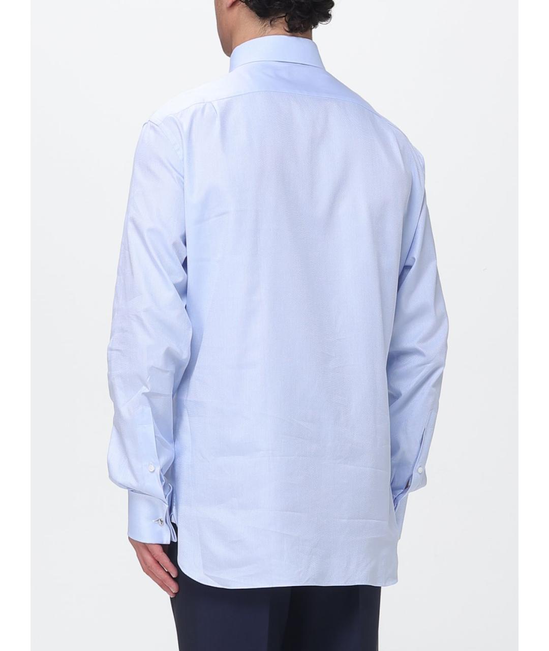 ZEGNA Голубая хлопковая кэжуал рубашка, фото 2