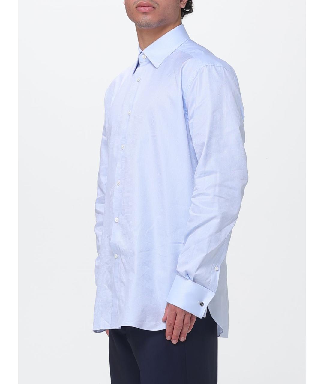 ZEGNA Голубая хлопковая кэжуал рубашка, фото 3