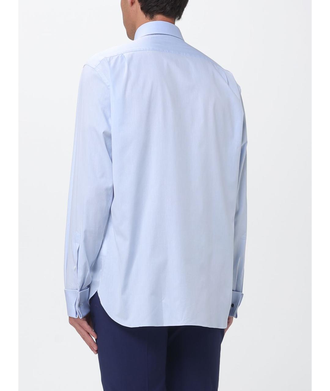 ZEGNA Голубая хлопковая кэжуал рубашка, фото 3