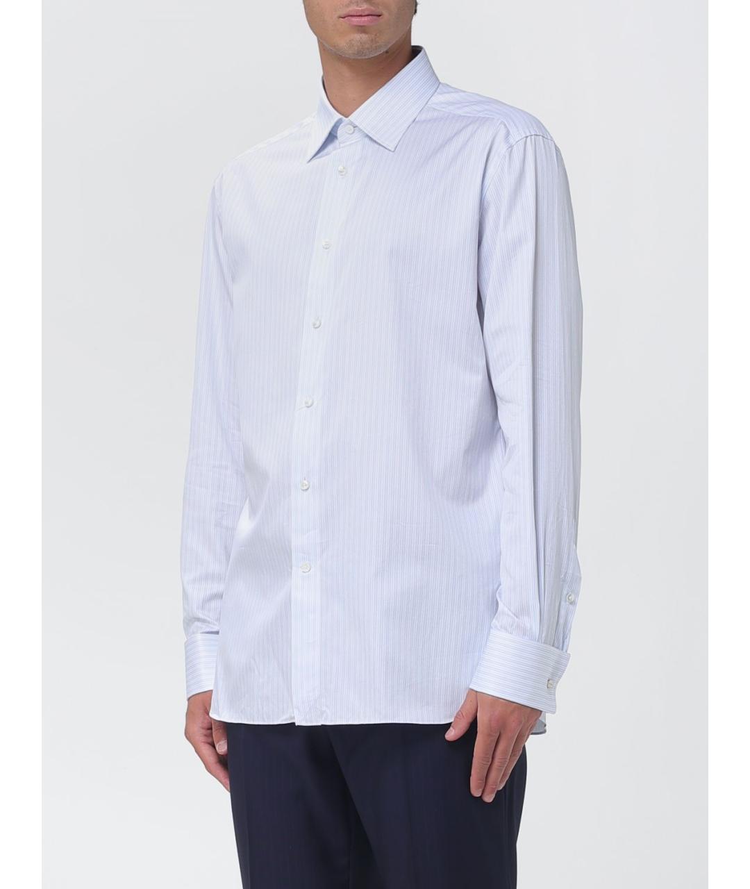 ZEGNA Голубая хлопковая кэжуал рубашка, фото 4